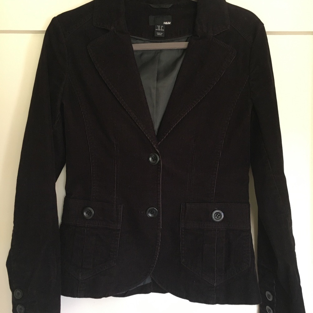 H&M black, corduroy blazer size 6